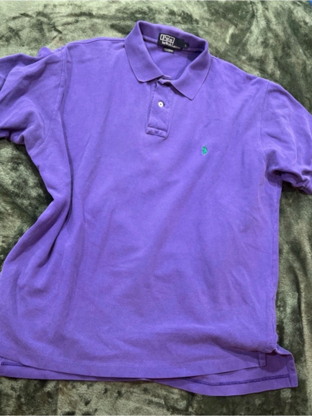 Polo by Ralph Lauren Men's Purple Short-Sleeve Polo with Green Pony